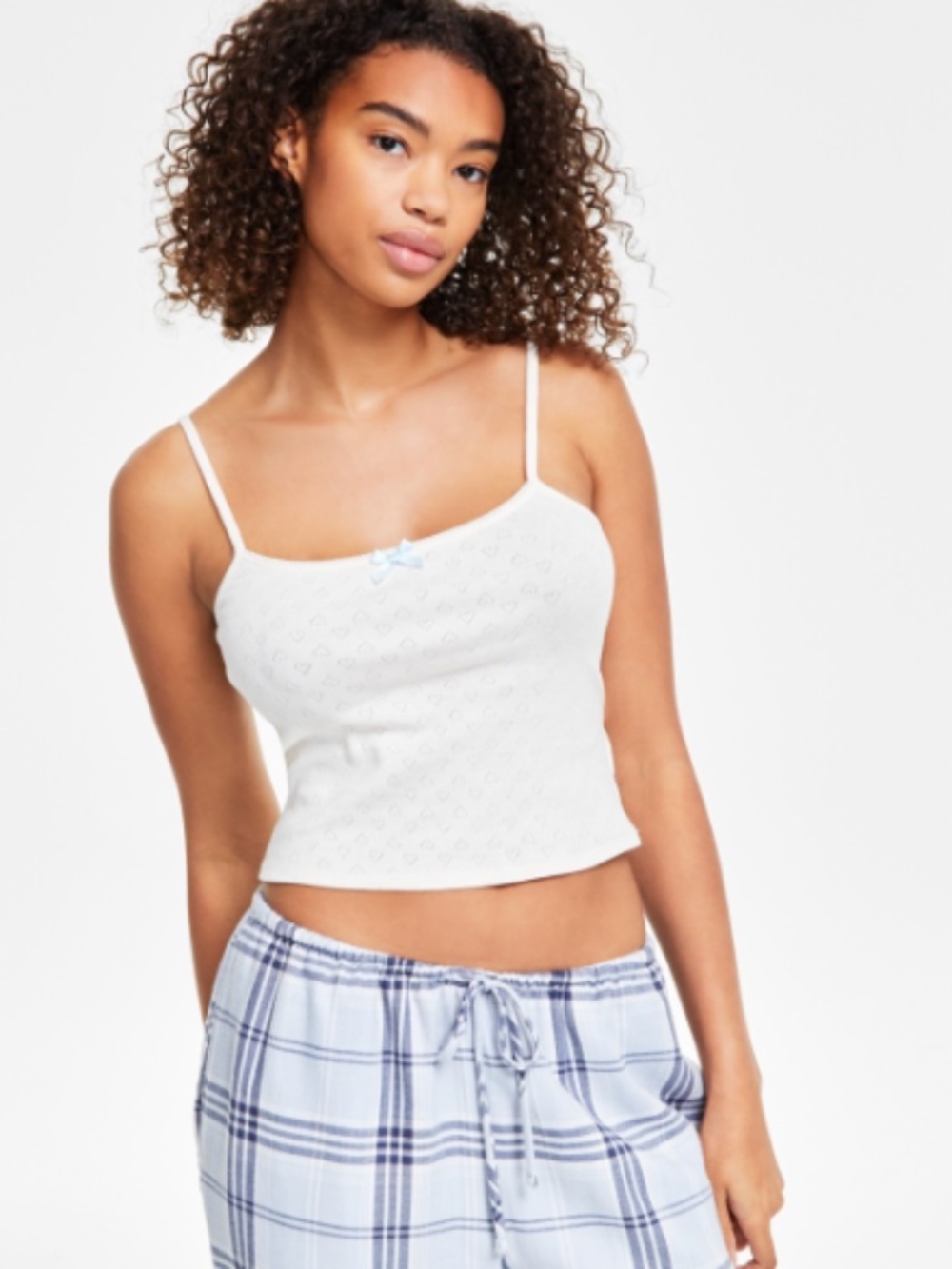 Self Esteem Juniors Pointelle Cropped Tank Top Cami - Eggnog - XLUS NWT